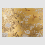 Gold Chinoiserie Floral Tissue Paper<br><div class="desc">This stunning chinoiserie design combines elements of traditional Chinese art with Western aesthetics. Delicate blooms and foliage intertwine in rich blues,  bringing a touch of elegance and sophistication to any moment. Perfect for lovers of art and culture.</div>