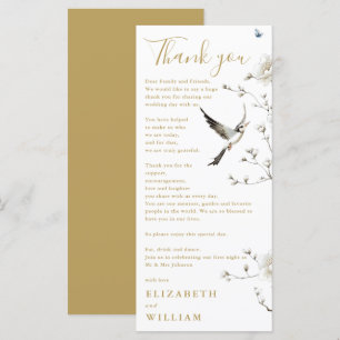 Gold Chinoiserie Floral Wedding Thank You Card