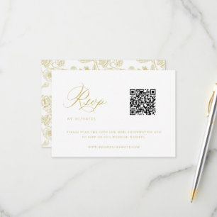 Gold Chinoiserie Wedding QR Code RSVP Card