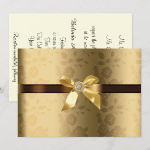 Gold & Chocolate Brown Wedding Invitation