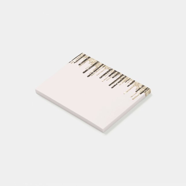 Gold Chocolate Ice Cream Glitter Drips Birthday Post-it Notes (Angled)