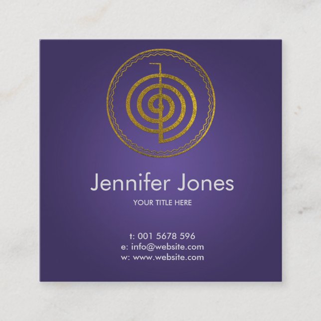 Gold Choku Rei Symbol in lotus Square Business Card (Front)
