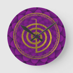 Gold Choku Rei Symbol on lotus Round Clock