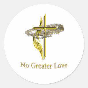 gold christian cross classic round sticker