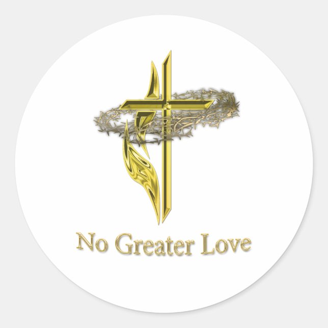 gold christian cross classic round sticker (Front)