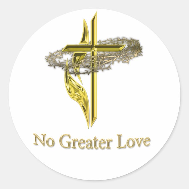 gold christian cross classic round sticker (Front)
