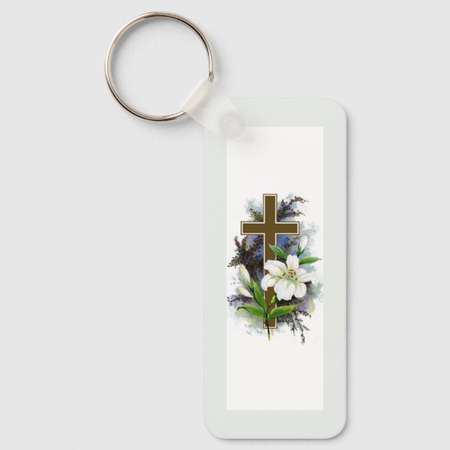 Gold Christian Cross Key Ring (Front)