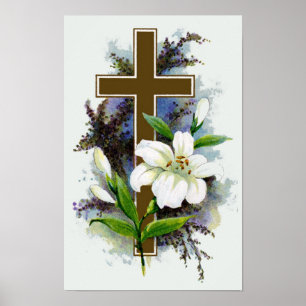 Gold Christian Cross Poster