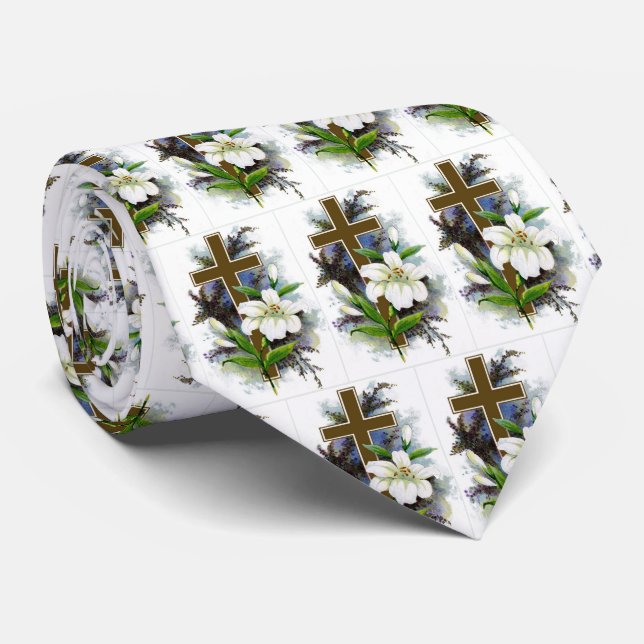 Gold Christian Cross Tie (Rolled)