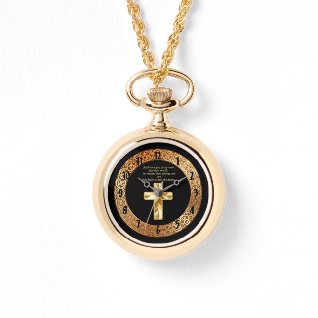 Gold Christian Crucifix Cross with funny saying Watch (Front)