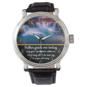 Gold Christian Faith cross with Father,guide me   Watch