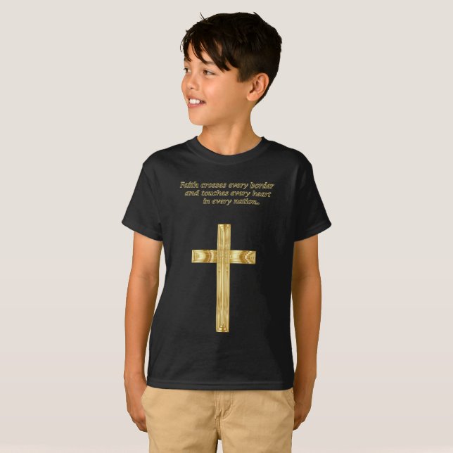 Gold Christian Faith cross with funny saying T-Shirt (Front Full)