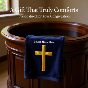 Gold Christian Faith cross with monogram Bath Towel Set