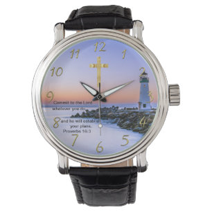 Gold Christian Faith cross with Where I go today,  Watch