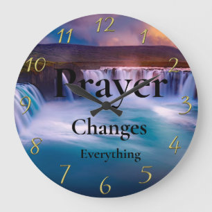 Gold Christian Faith Prayer  Changes  Everything  Large Clock