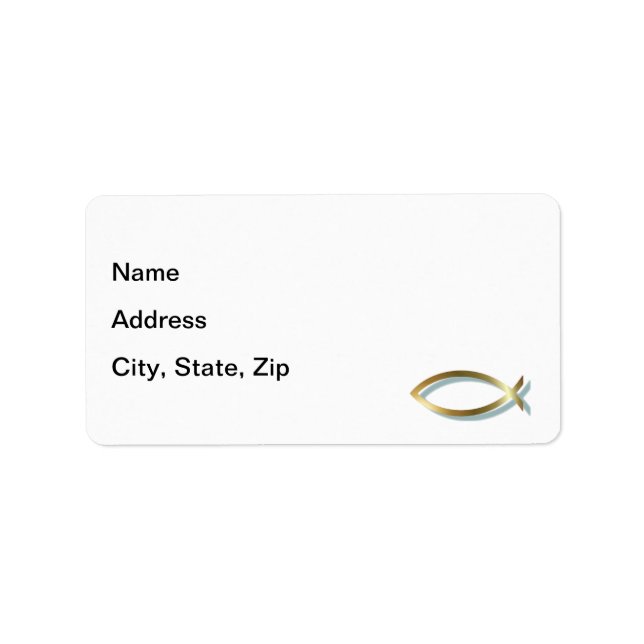 Gold Christian Fish Label (Front)