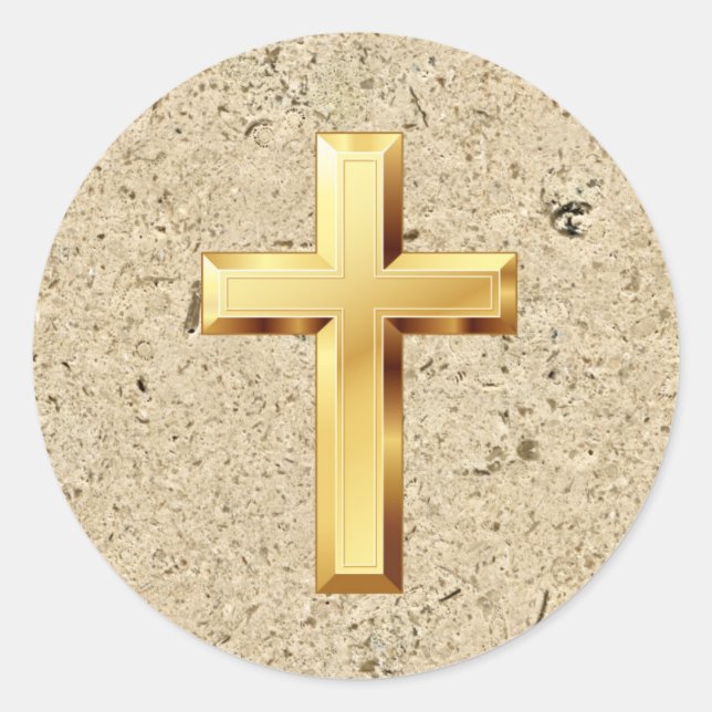 Gold Christian Holy Cross Texture Pattern Sticker (Front)
