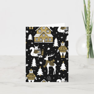 Gold Christmas Aesthetic Pattern- Elegant Metallic Card