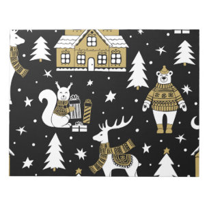 Gold Christmas Aesthetic Pattern- Elegant Metallic Notepad