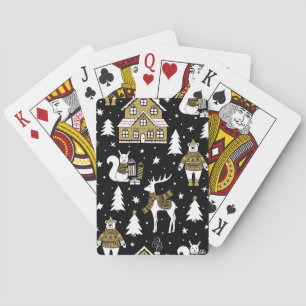 Gold Christmas Aesthetic Pattern- Elegant Metallic Playing Cards