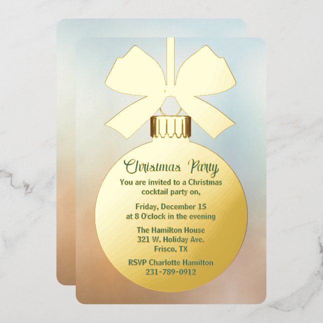 Gold Christmas Ball Ornament Holiday (Front/Back)