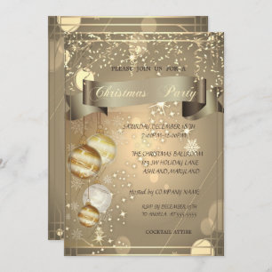 Gold,Christmas Balls  Company Christmas Party Invitation