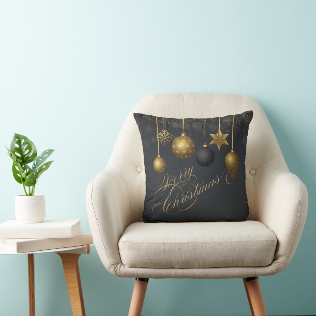 Gold Christmas Balls Confetti  Merry Christmas Cushion (Chair)