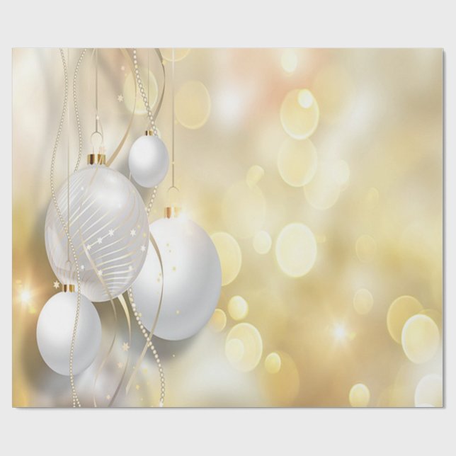Gold Christmas Balls,Holiday Wrapping Paper (Flat)