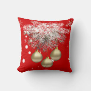 Gold Christmas Balls & Silver Pine Christmas Cushion