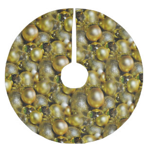 Gold Christmas Baubles Brushed Polyester Tree Skirt