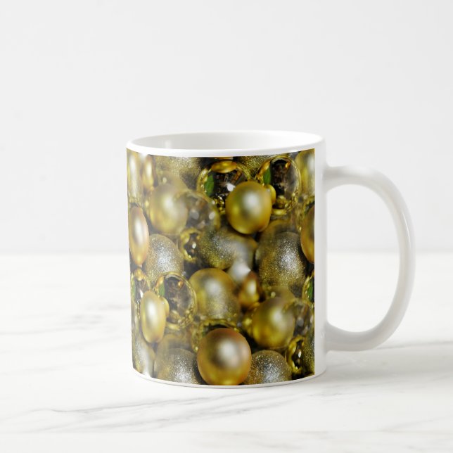 Gold Christmas Baubles Coffee Mug (Right)