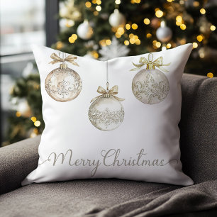 Gold Christmas Baubles Festive Cushion