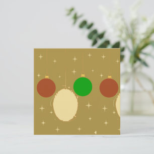Gold Christmas Baubles Greeting Card Folded