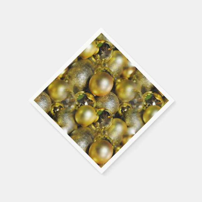 Gold Christmas Baubles Napkin (Corner)