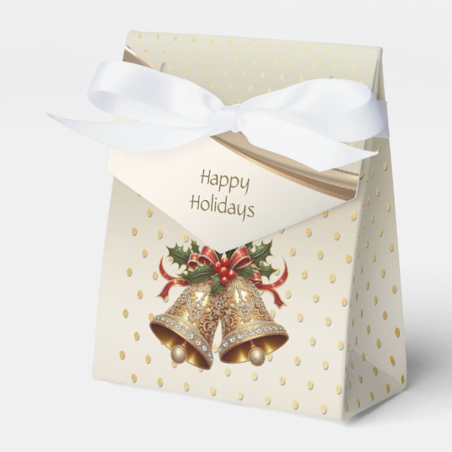 Gold Christmas Bells Holiday Gift Box (Front Side)