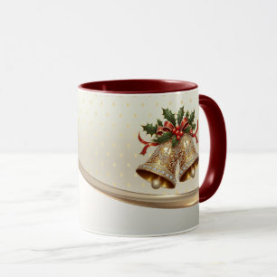 Gold Christmas Bells Holiday Mug