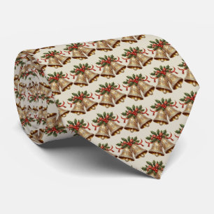 Gold Christmas Bells Holiday Neck Tie