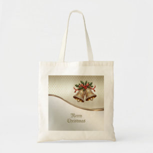 Gold Christmas Bells Holiday Tote Bag