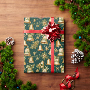 Gold Christmas Bells Wrapping Paper