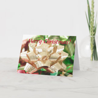 Gold Christmas Bow Greeting Card
