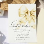 Gold Christmas Bridal Shower Invitation<br><div class="desc">Introducing the Gold Christmas Bridal Shower Invitation, a stunning blend of holiday cheer and bridal elegance. The luxurious gold bow shines against the clean white backdrop, setting the perfect tone for a "Merry Little Bridal Shower." This invitation combines modern watercolor details with classic script typography, making it an ideal choice...</div>