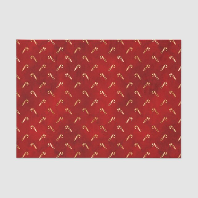 Gold Christmas Candy Canes on Red Tissue Paper (Front)