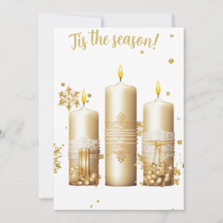 Gold Christmas Card with Candles