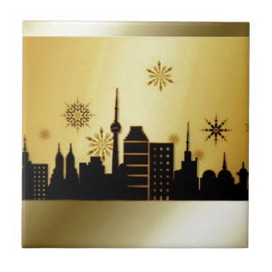 Gold Christmas Ceramic Tile