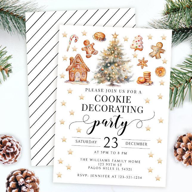 Gold Christmas cookie decorating party invitation (Creator Uploaded)