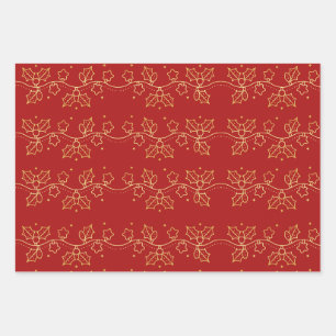 Gold Christmas Decorations Pattern  Wrapping Paper Sheet