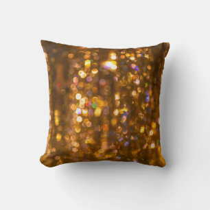 Gold Christmas: Defocused Abstract Background Cushion