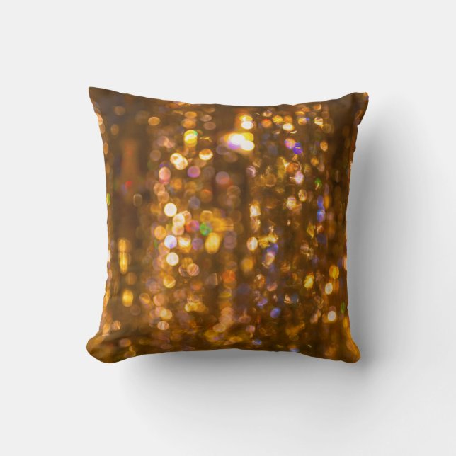 Gold Christmas: Defocused Abstract Background Cushion (Front)