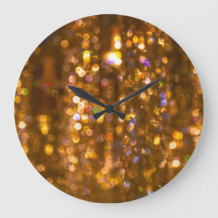 Gold Christmas: Defocused Abstract Background Large Clock