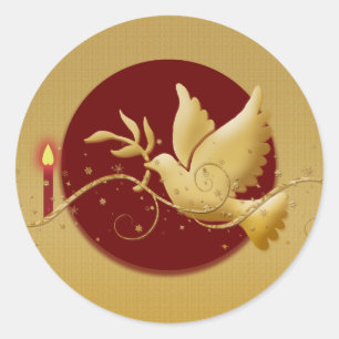 Gold Christmas dove of peace christian event stick Classic Round Sticker